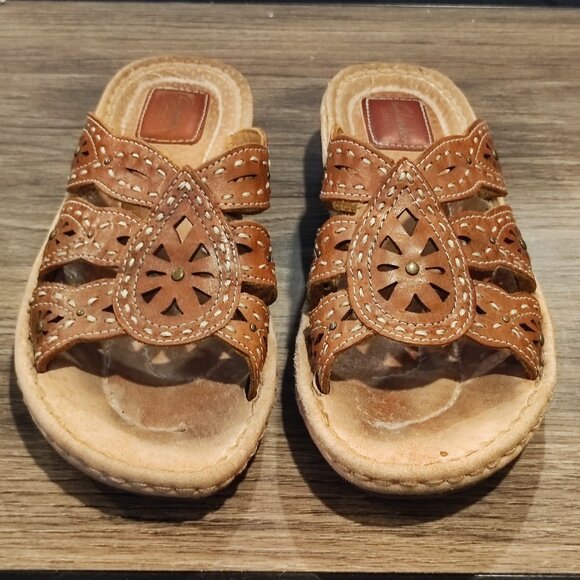 Clarks Artisan leather upper slipper brown women's size 8M - Picture 3 of 12